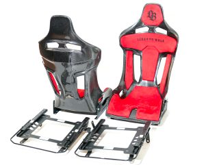 CF seats GT-Max with red Alcantara padding + rails & slider kit for Abart Fiat 500 - Liberty Walk.
