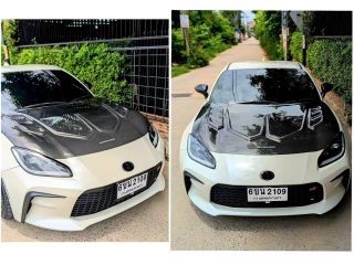 KevMannz CF hood Euro-1 vented style in Toyota GR86.