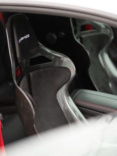 KevMannz CF Seats V5-Slim with black Alcantara padding in Mercedes Benz AMG C43.