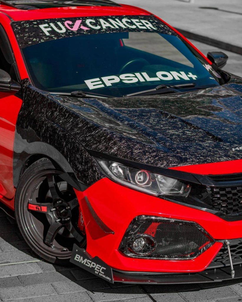 Forged Carbon fiber hood: V-Shape vented style for 10th gen Civic 2016 ...